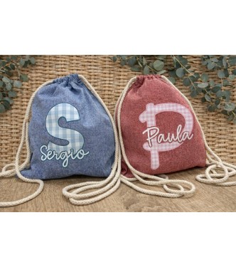 Mochila de cuerdas inicial con nombre