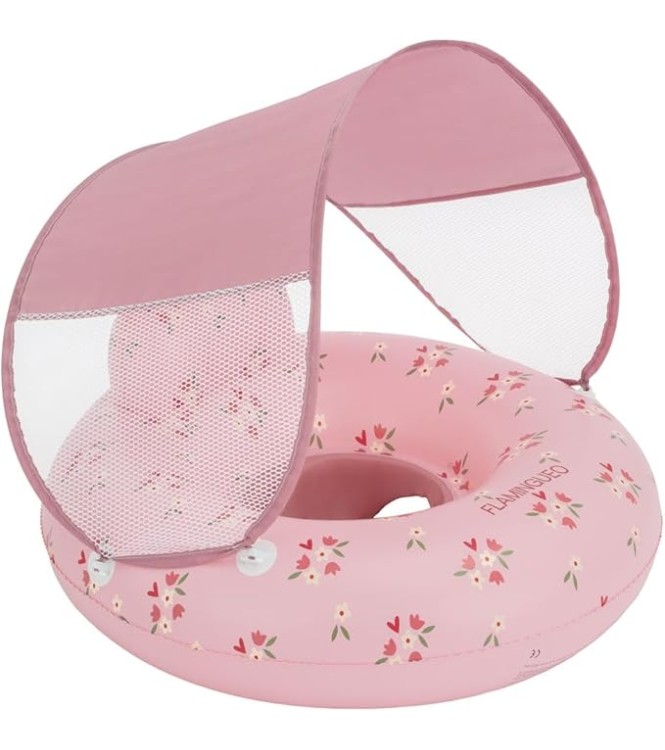 Asiento hinchable con toldo rosa