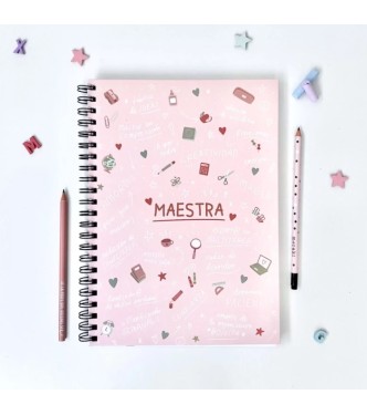 Libreta Corazón de Maestra (rosa en A4)
