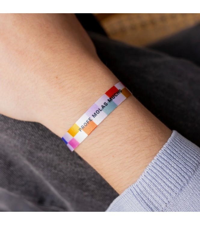 Pulsera Tela "Profes molas mucho"