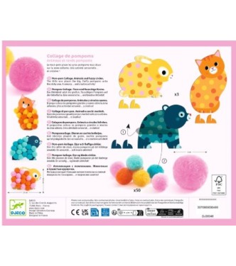 Collage de pompones Animales y círculos