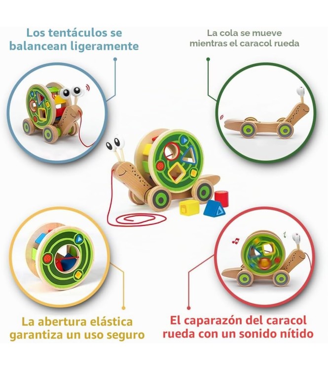 Arrastre Caracol enacajable de madera