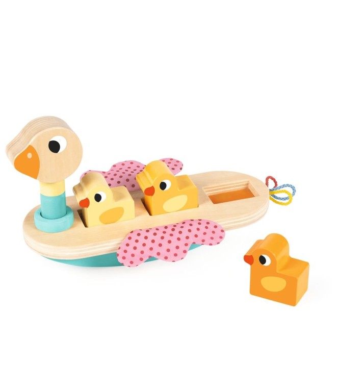 Familia de patitos de madera