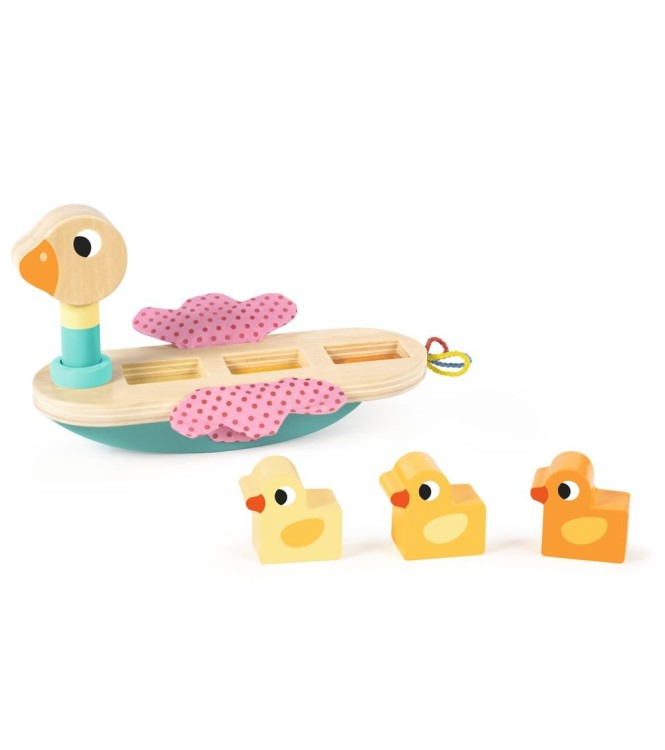 Familia de patitos de madera