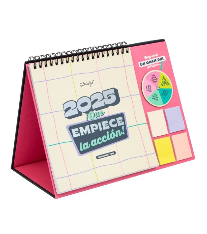 Calendario 2025 sobremesa con ruleta