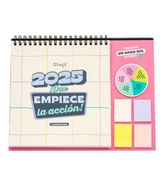 Calendario 2025 sobremesa con ruleta