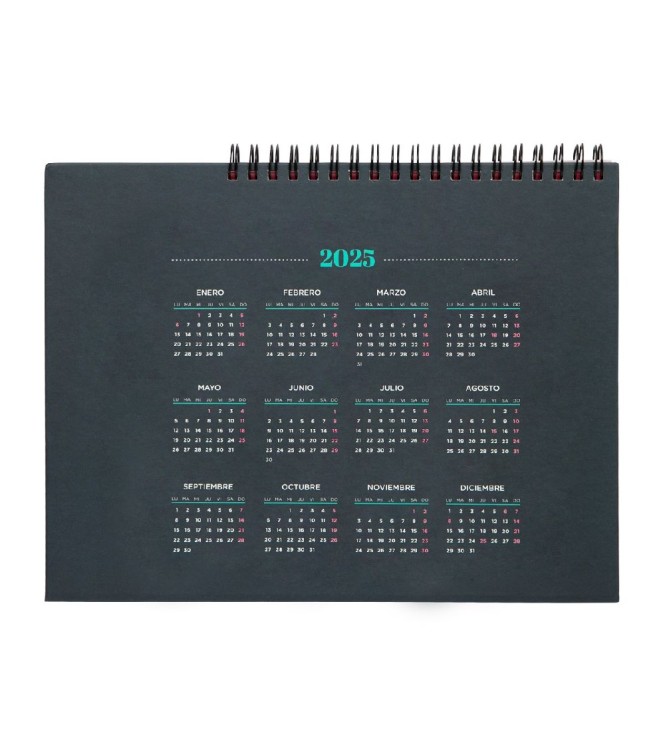 Calendario 2025 sobremesa con ruleta