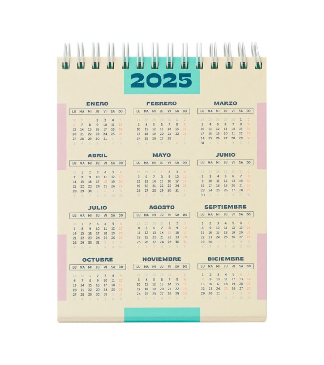 Calendario 2025 sobremesa con pegatinas