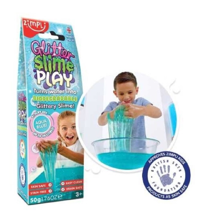 Glitter slime play aqua