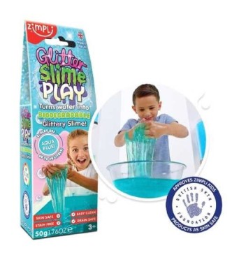 Glitter slime play aqua