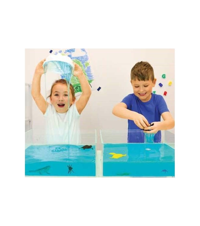 Glitter slime play aqua