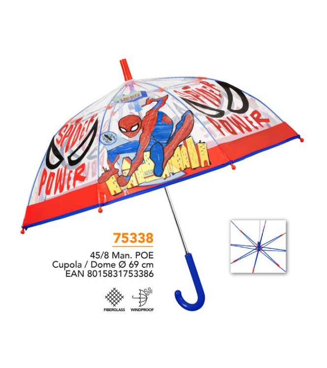 Paraguas Transparente Spiderman 67cm