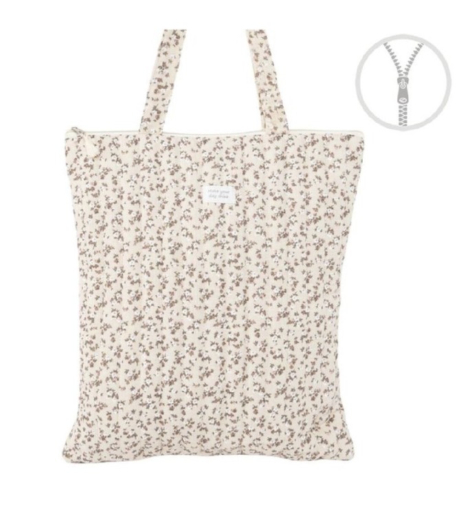 Bolsa Algodón Cremallera Flores