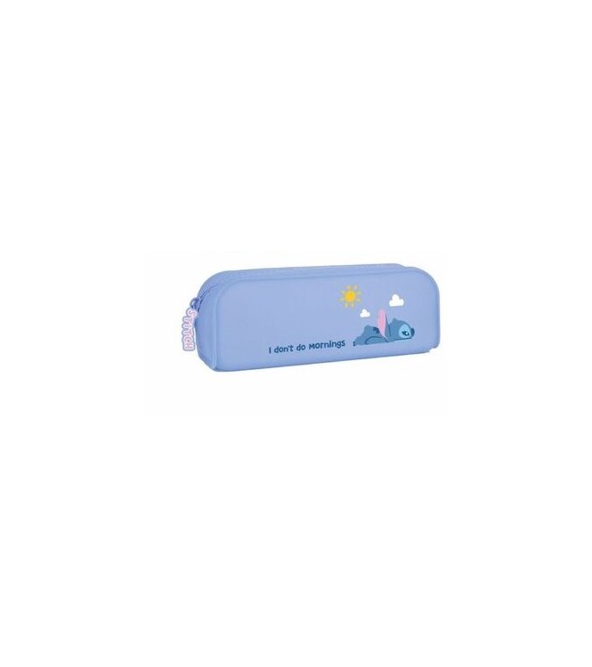 Estuche Silicona Azul Stitch Pastel