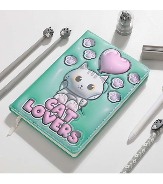 Cuaderno a5 acolchado gato blanco