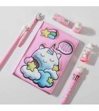 Cuaderno a5 acolchado unicornio