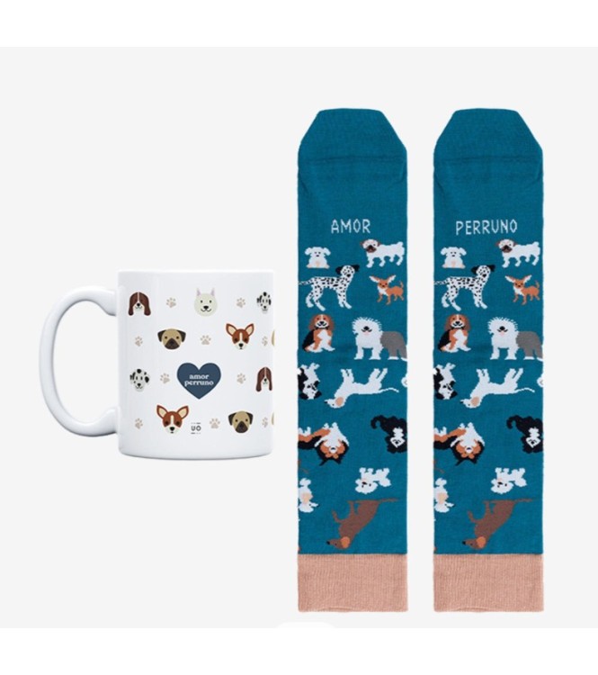 Kit Taza + Calcetines "Amor perruno"