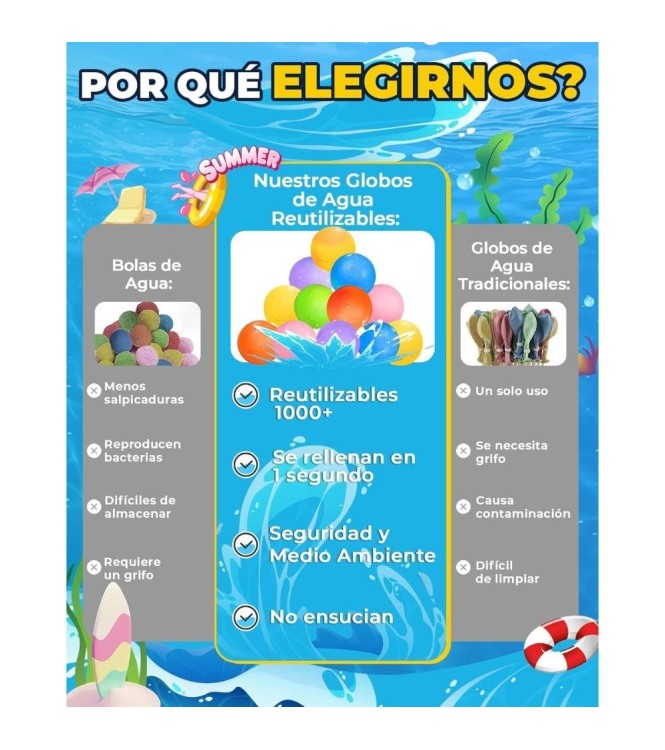 Globos de agua reutilizables - Opacos
