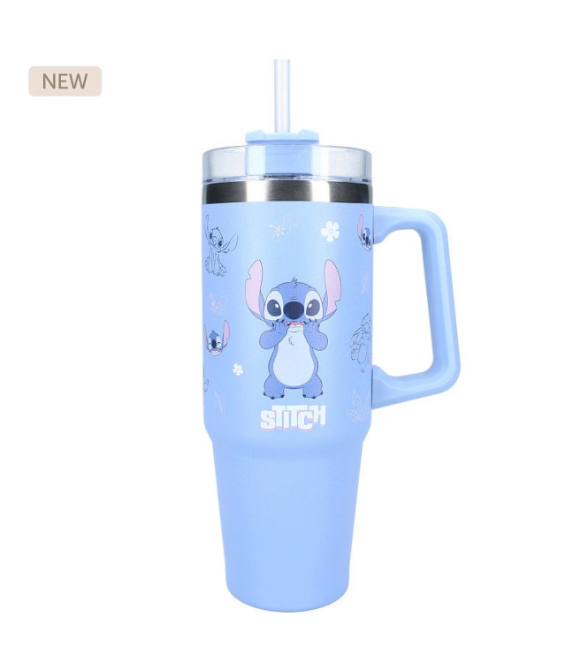 VASO CON PAJITA ALUMINIO 900ML STITCH