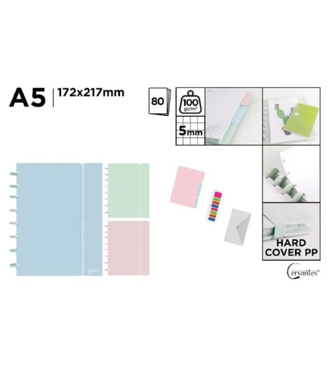 Cuaderno con hojas extraíbles A5 pastel