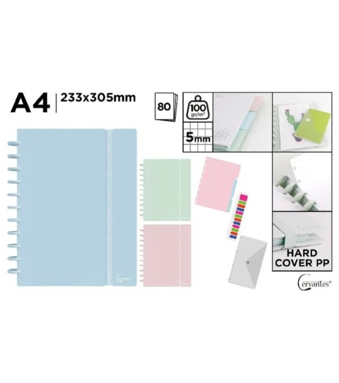 Cuaderno con hojas extraíbles a4 pastel