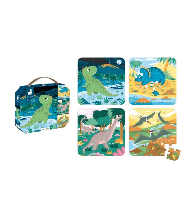 4 Puzzles Dinosaurios (6-9-12-16 PIEZ
