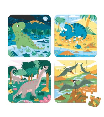 4 Puzzles Dinosaurios (6-9-12-16 PIEZ