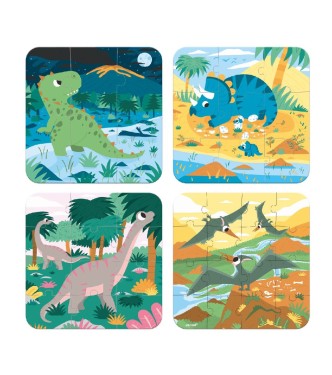 4 Puzzles Dinosaurios (6-9-12-16 PIEZ
