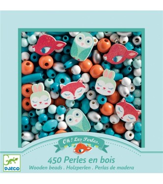 Perlas de madera buhos y zorro