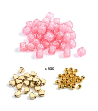 Perlas alfabeto doradas