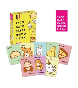 Taco, gata, cabra, queso, pizza