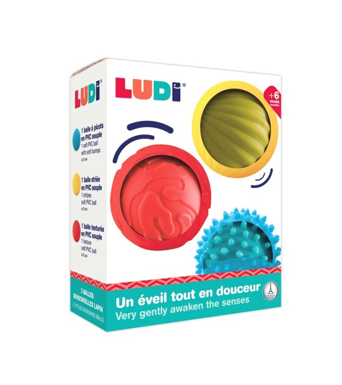 Conjunto 3 pelotas sensoriales Ludi