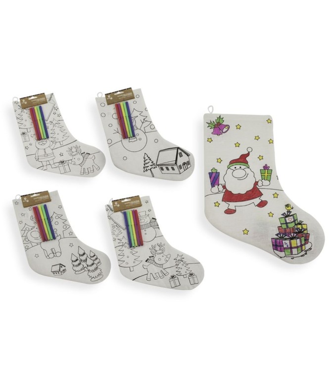 Calcetín para colorear con 5 rotuladores