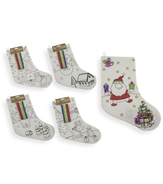 Calcetín para colorear con 5 rotuladores