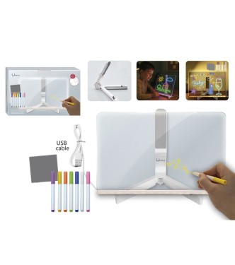 Pizarra LED con rotuladores y base