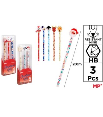 Set 3 Lápices con Goma Navideños