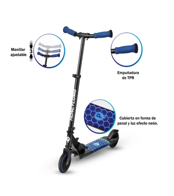 Honeycomb Scooter con LED - Azul