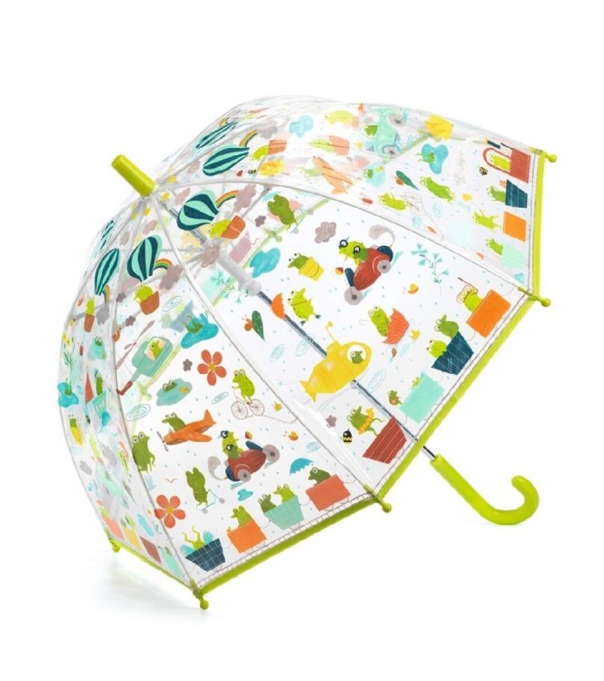Paragüas mediano transparente ranitas