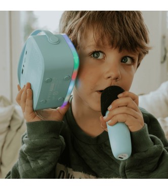 Karaoke con luz y 2 micrófonos  AZUL