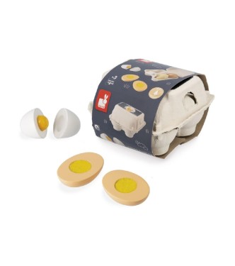 HUEVERA CON 4 HUEVOS DE MADERA