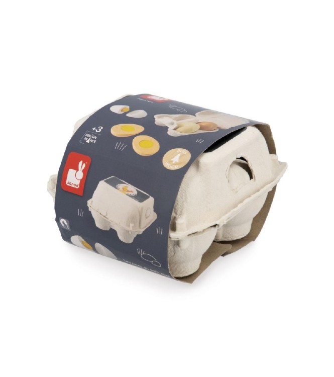 HUEVERA CON 4 HUEVOS DE MADERA