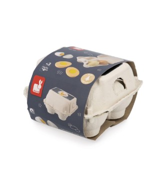 HUEVERA CON 4 HUEVOS DE MADERA