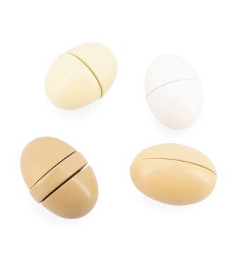 HUEVERA CON 4 HUEVOS DE MADERA