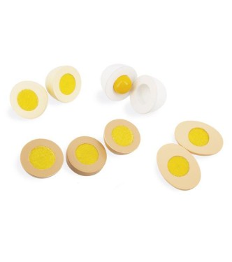 HUEVERA CON 4 HUEVOS DE MADERA