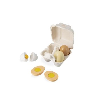 HUEVERA CON 4 HUEVOS DE MADERA